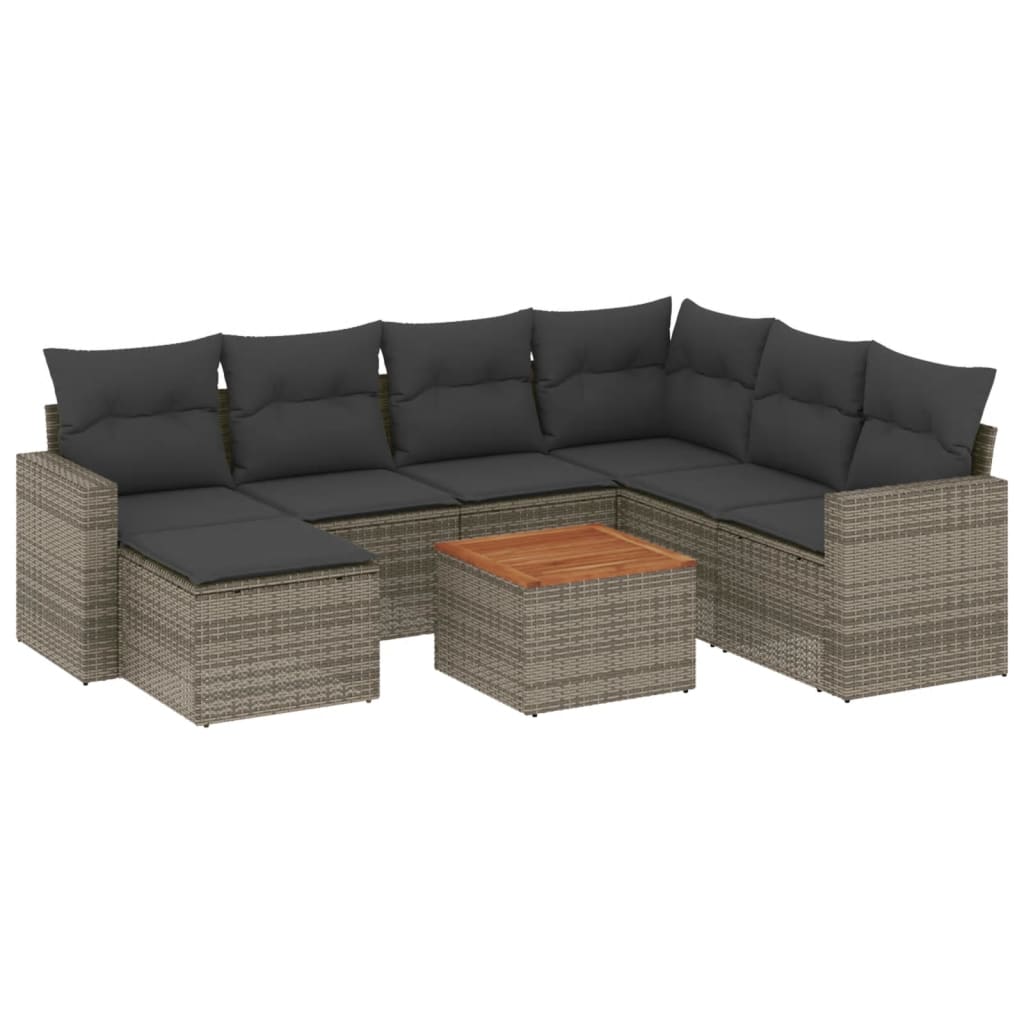 Set Divano da Giardino 8 pz con Cuscini Grigio in Polyrattan - homemem39