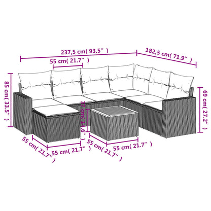 Set Divano da Giardino 8 pz con Cuscini Grigio in Polyrattan - homemem39