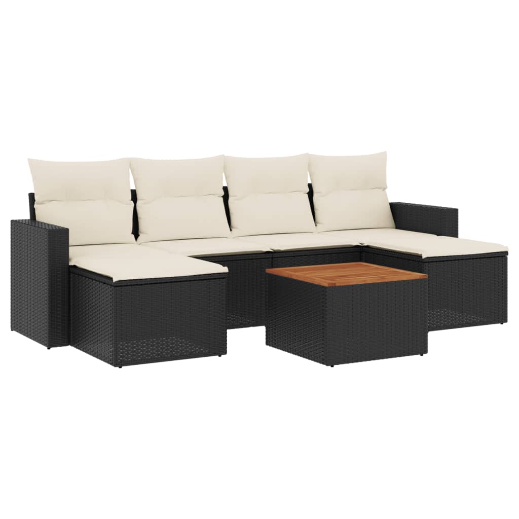 Set Divani da Giardino con Cuscini 7pz Nero Polyrattan - homemem39