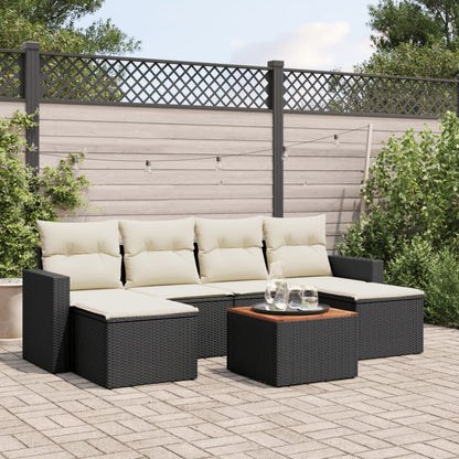 Set Divani da Giardino con Cuscini 7pz Nero Polyrattan - homemem39