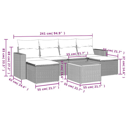 Set Divani da Giardino 7 pz con Cuscini Beige in Polyrattan - homemem39