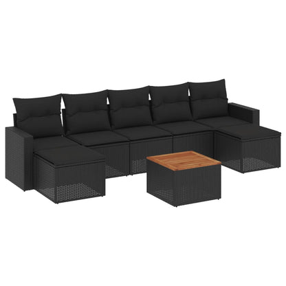 Set Divani da Giardino con Cuscini 8 pz Nero in Polyrattan - homemem39