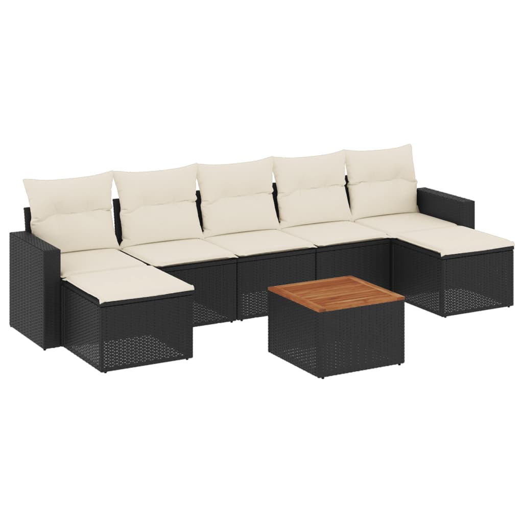 Set Divani da Giardino con Cuscini 8 pz Nero in Polyrattan - homemem39