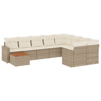 Set Divano da Giardino 10 pz con Cuscini Beige in Polyrattan - homemem39