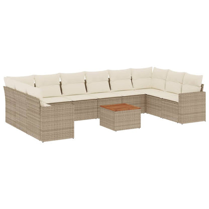 Set Divani da Giardino 11 pz con Cuscini Beige in Polyrattan - homemem39