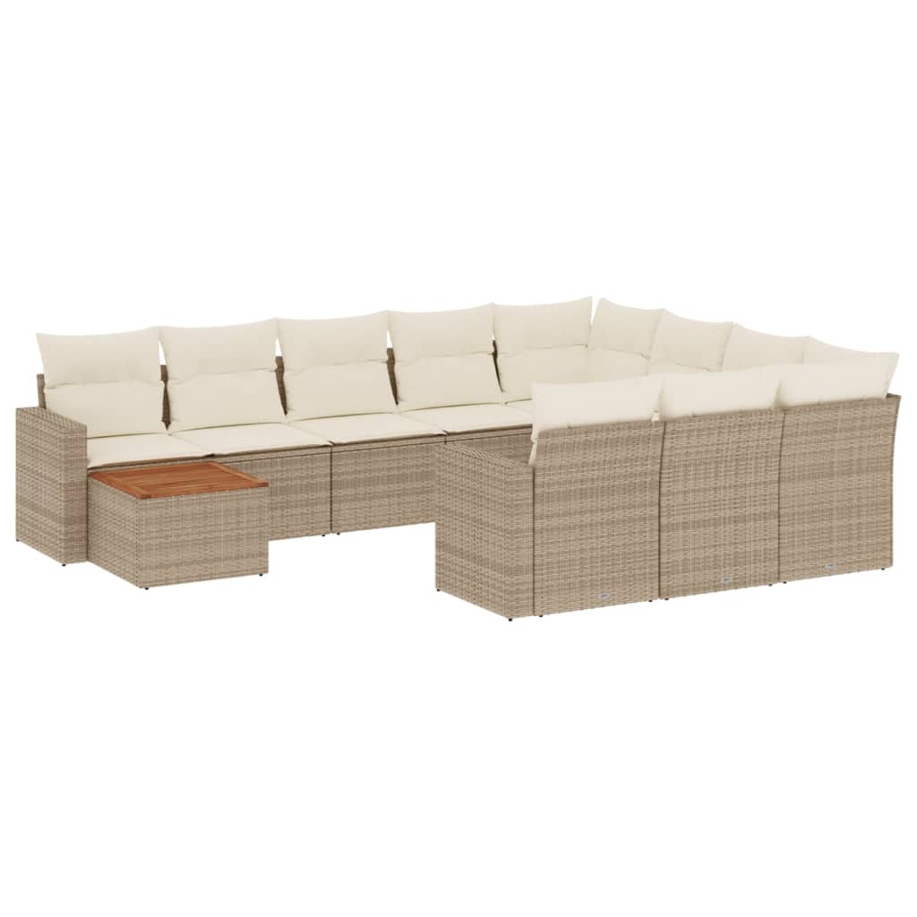 Set Divani da Giardino 11 pz con Cuscini Beige in Polyrattan - homemem39