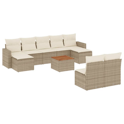 Set Divano da Giardino 10 pz con Cuscini Beige in Polyrattan - homemem39