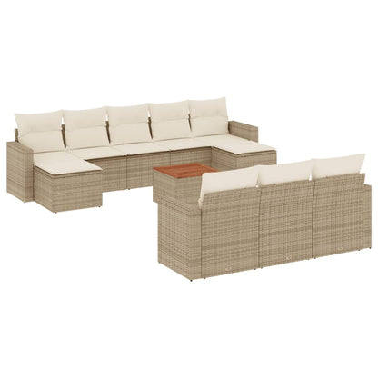 Set Divani da Giardino 11 pz con Cuscini Beige in Polyrattan - homemem39