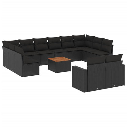 Set Divani da Giardino 13pz con Cuscini Nero in Polyrattan - homemem39