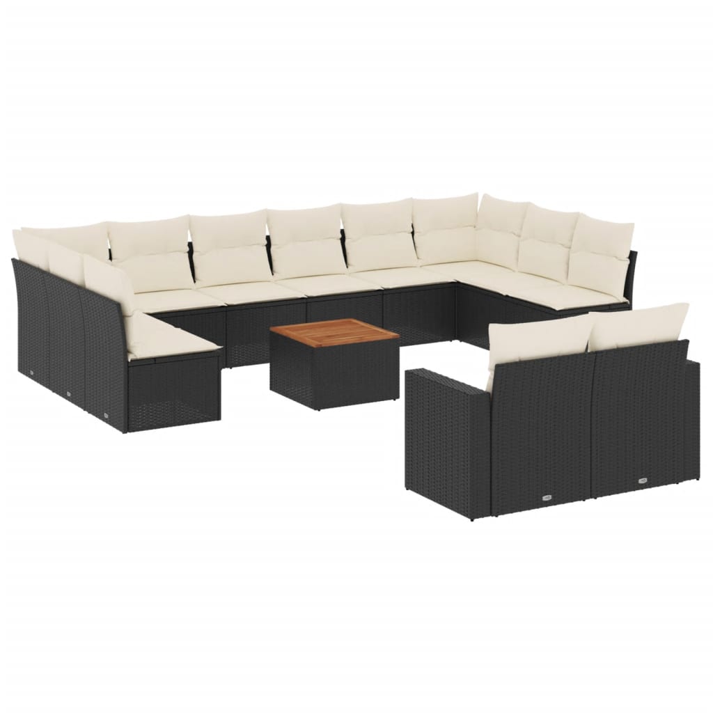 Set Divani da Giardino 13pz con Cuscini Nero in Polyrattan - homemem39