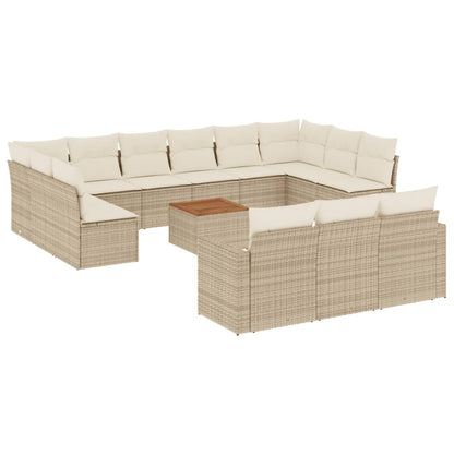 Set Divani da Giardino 14pz con Cuscini in Polyrattan Beige - homemem39