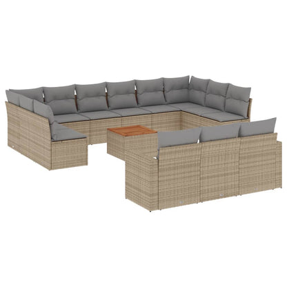 Set Divani da Giardino 14pz con Cuscini in Polyrattan Beige - homemem39