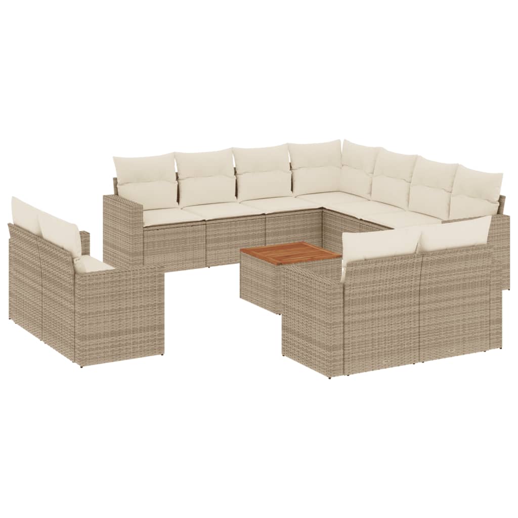 Set Divani da Giardino 12 pz con Cuscini Beige in Polyrattan - homemem39