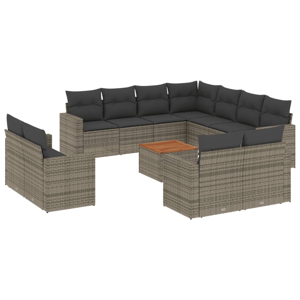 Set Divani da Giardino 12 pz con Cuscini Grigio in Polyrattan - homemem39