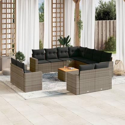 Set Divani da Giardino 12 pz con Cuscini Grigio in Polyrattan - homemem39