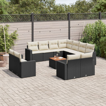 Set Divani da Giardino 13pz con Cuscini Nero in Polyrattan - homemem39