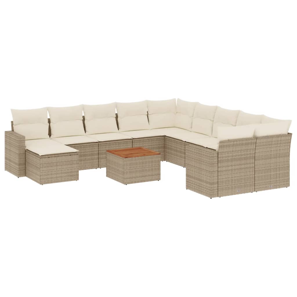 Set Divani da Giardino 12 pz con Cuscini Beige in Polyrattan - homemem39