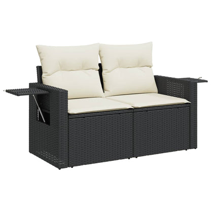 Set Divani da Giardino 4 pz con Cuscini Nero in Polyrattan - homemem39