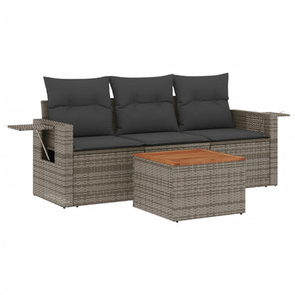 Set Divani da Giardino 4 pz con Cuscini in Polyrattan Grigio - homemem39