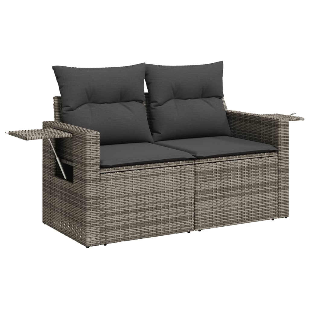 Set Divani da Giardino 4 pz con Cuscini in Polyrattan Grigio - homemem39