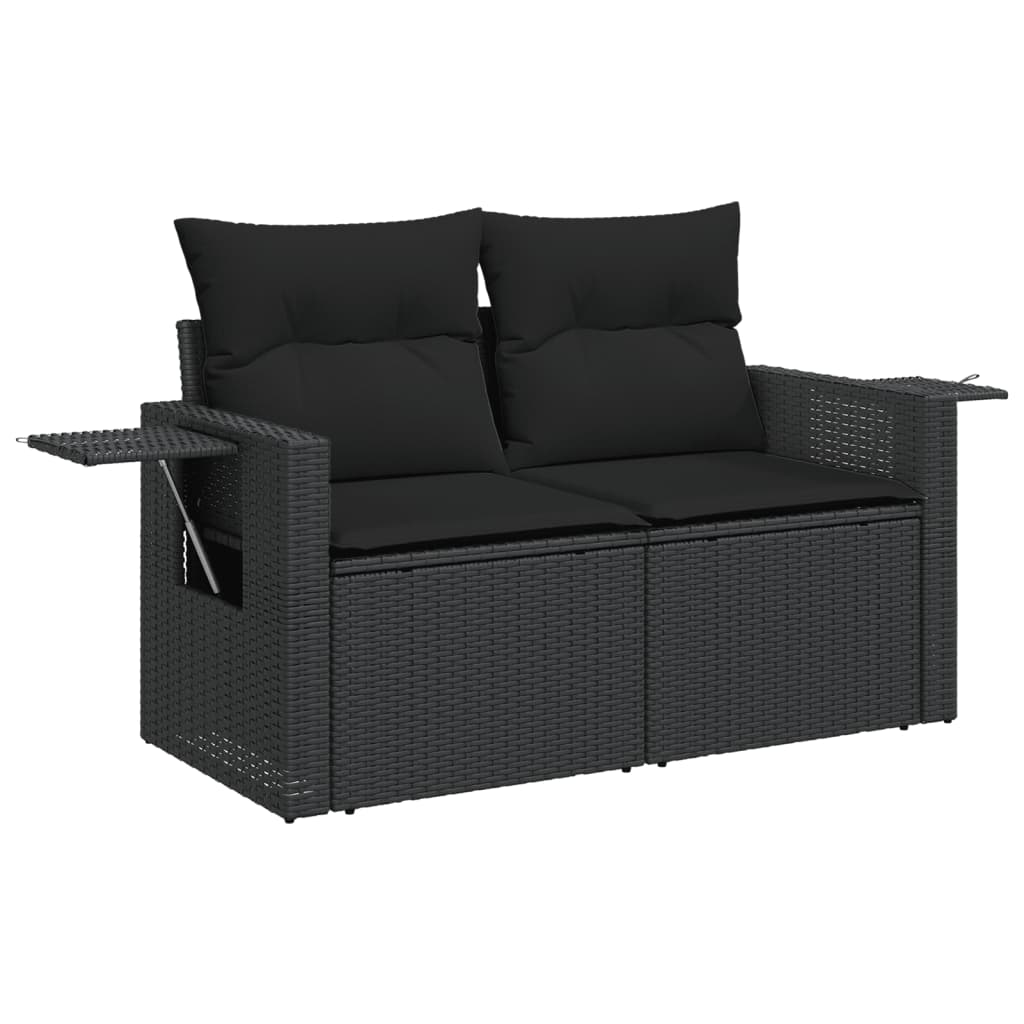 Set Divani da Giardino 5 pz con Cuscini in Polyrattan Nero - homemem39