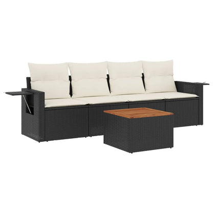 Set Divani da Giardino 5 pz con Cuscini in Polyrattan Nero - homemem39