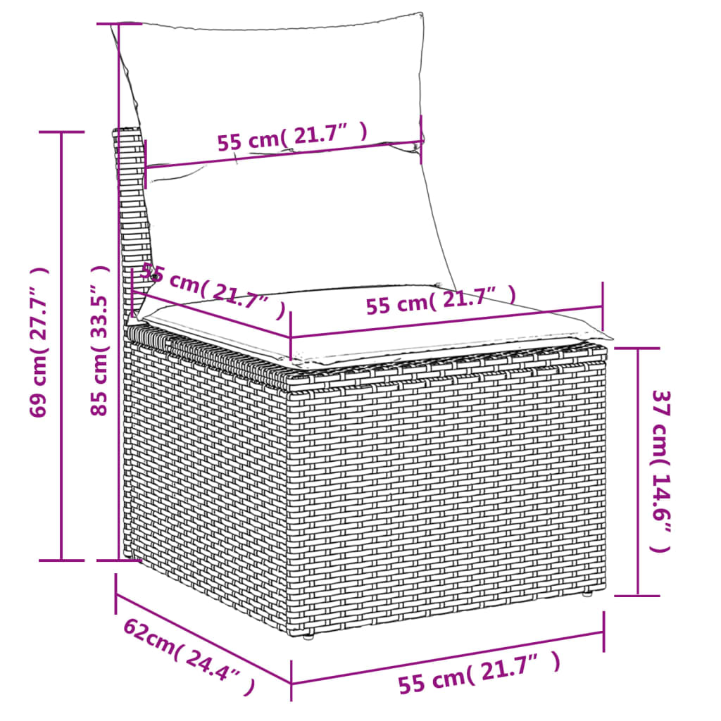 Set Divano da Giardino 5 pz con Cuscini Grigio in Polyrattan - homemem39