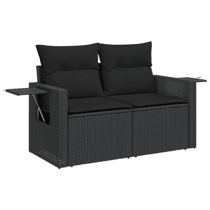 Set Divano da Giardino 6 pz con Cuscini Nero in Polyrattan - homemem39