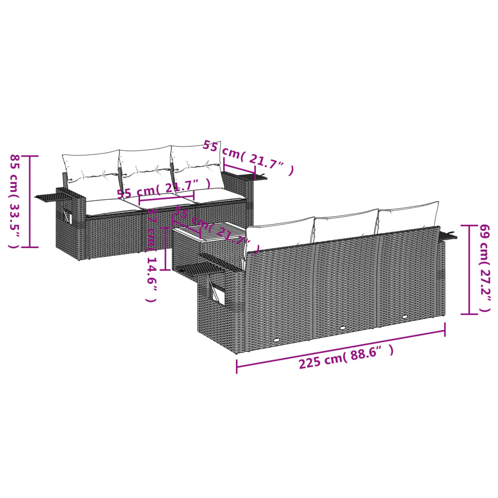 Set Divani da Giardino con Cuscini 7pz Nero Polyrattan - homemem39