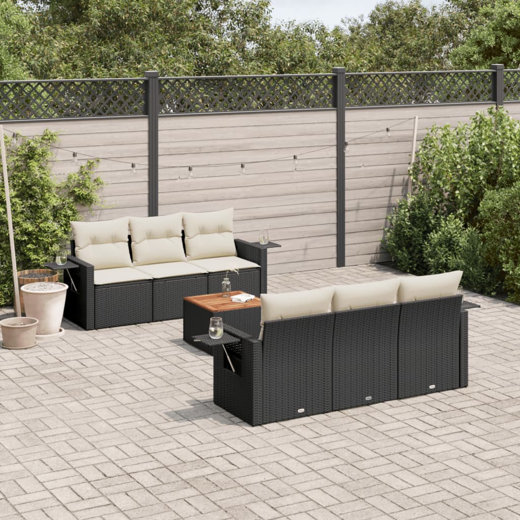 Set Divani da Giardino con Cuscini 7pz Nero Polyrattan - homemem39