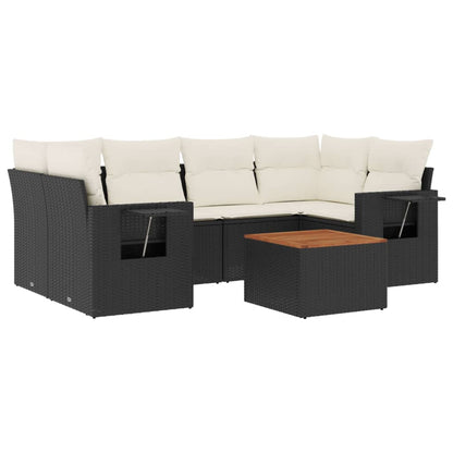 Set Divani da Giardino con Cuscini 7pz Nero Polyrattan - homemem39