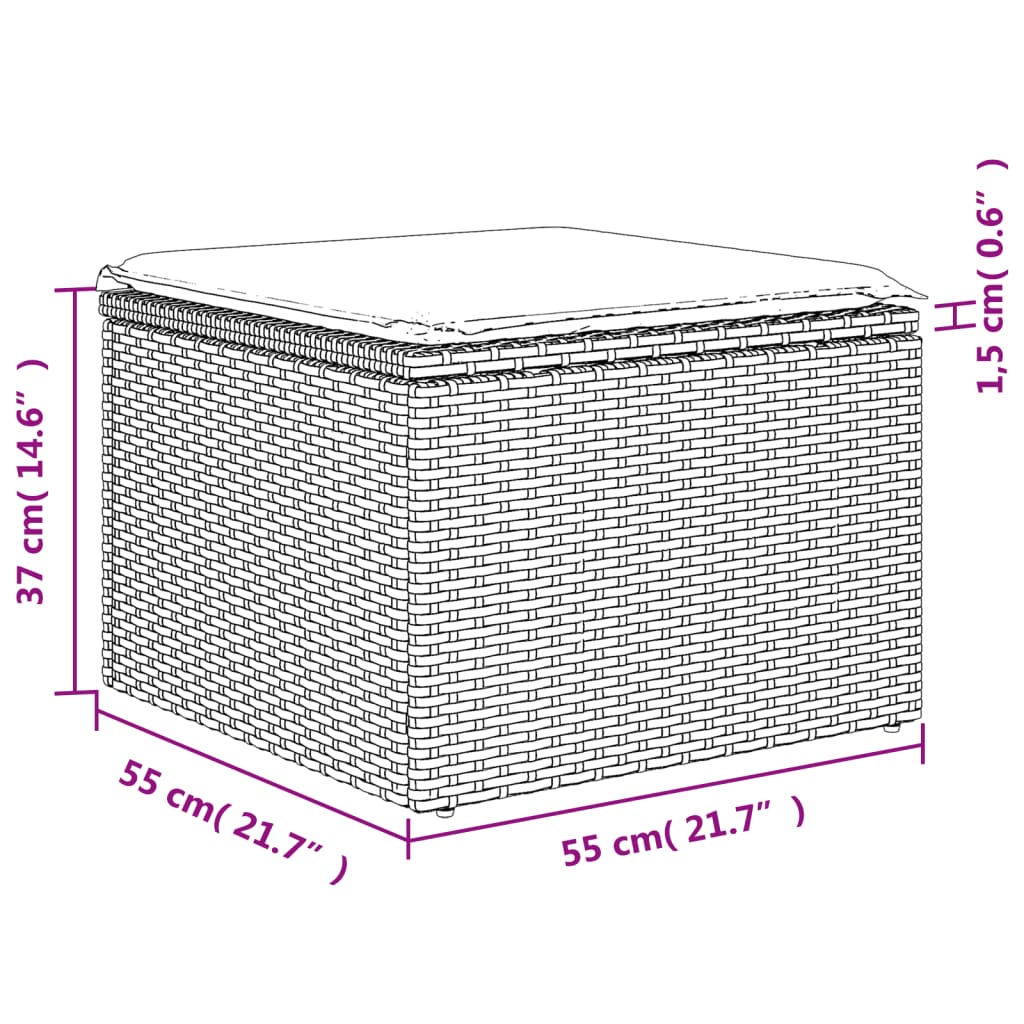 Set Divani da Giardino 7 pz con Cuscini Grigio in Polyrattan - homemem39