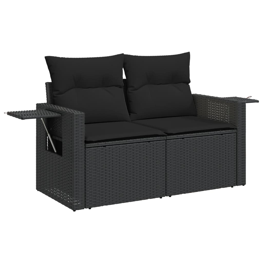 Set Divani da Giardino 9 pz con Cuscini Nero in Polyrattan - homemem39