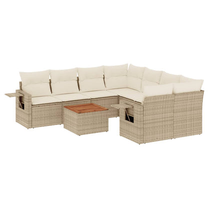 Set Divano da Giardino 9 pz con Cuscini Beige in Polyrattan - homemem39