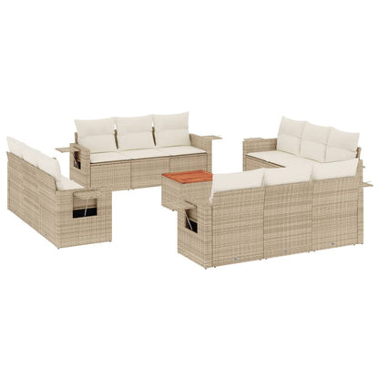 Set Divano da Giardino 13 pz con Cuscini Beige in Polyrattan - homemem39