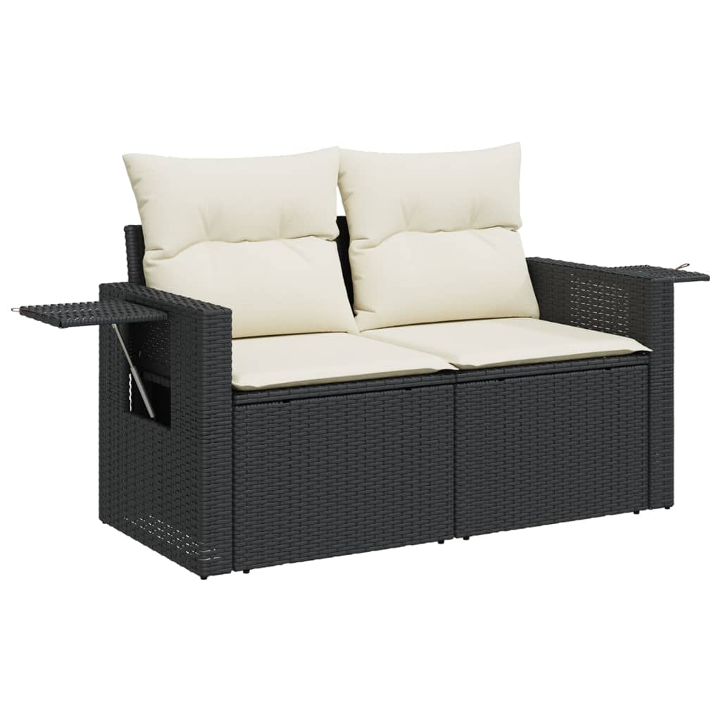 Set Divano da Giardino 6 pz con Cuscini Nero in Polyrattan