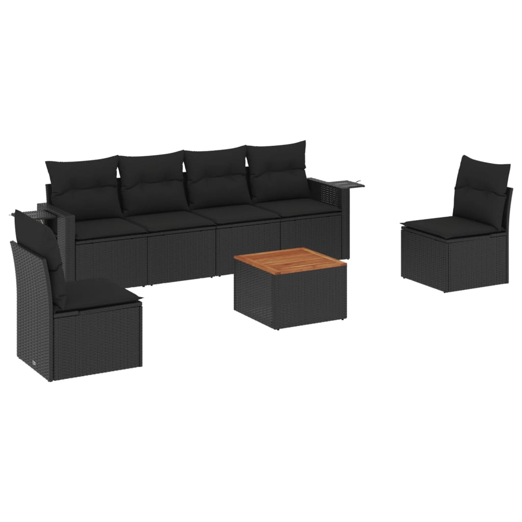 Set Divani da Giardino con Cuscini 7pz Nero Polyrattan - homemem39