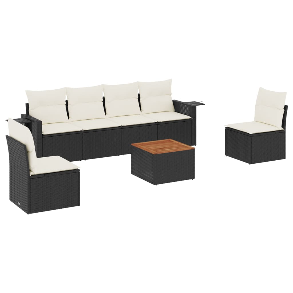 Set Divani da Giardino con Cuscini 7pz Nero Polyrattan - homemem39