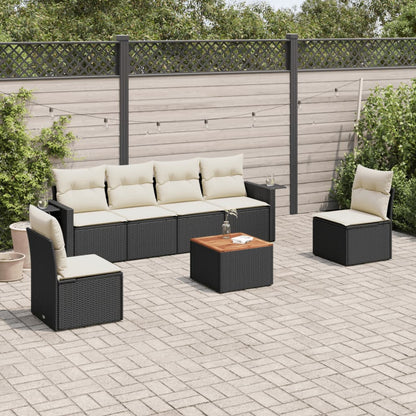 Set Divani da Giardino con Cuscini 7pz Nero Polyrattan - homemem39