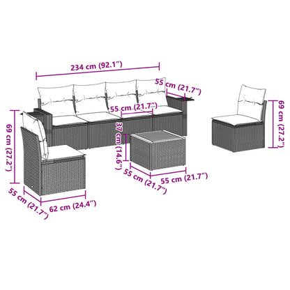 Set Divani da Giardino 7 pz con Cuscini Grigio in Polyrattan - homemem39