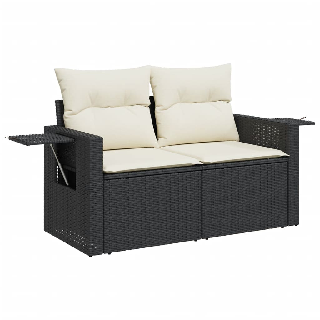 Set Divani da Giardino con Cuscini 8 pz Nero in Polyrattan - homemem39