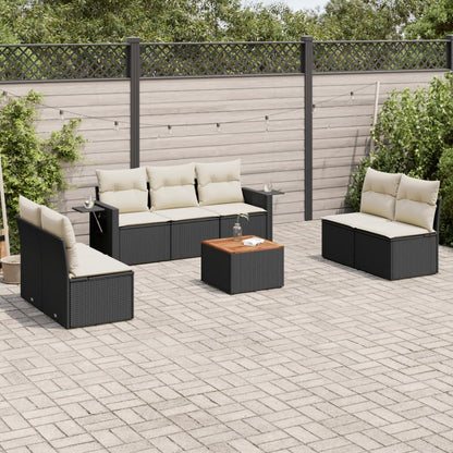 Set Divani da Giardino con Cuscini 8 pz Nero in Polyrattan - homemem39