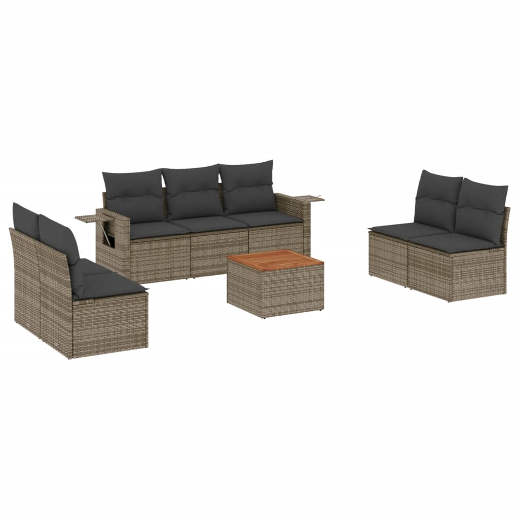 Set Divano da Giardino 8 pz con Cuscini Grigio in Polyrattan - homemem39