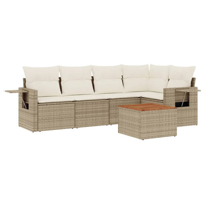 Set Divano da Giardino 6 pz con Cuscini Beige in Polyrattan - homemem39