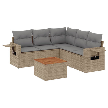 Set Divano da Giardino 6 pz con Cuscini Beige in Polyrattan - homemem39