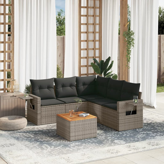 Set Divano da Giardino 6 pz con Cuscini Grigio in Polyrattan - homemem39