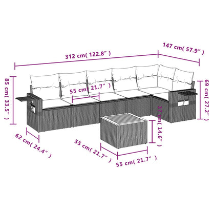 Set Divani da Giardino con Cuscini 7pz Nero Polyrattan - homemem39