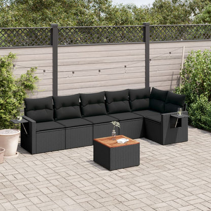 Set Divani da Giardino con Cuscini 7pz Nero Polyrattan - homemem39