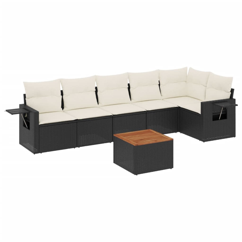 Set Divani da Giardino con Cuscini 7pz Nero Polyrattan - homemem39