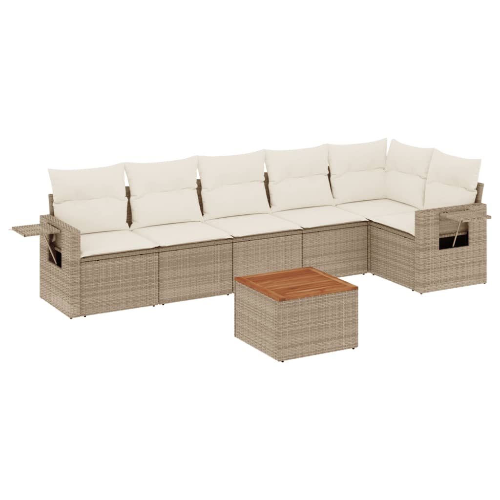 Set Divani da Giardino 7 pz con Cuscini Beige in Polyrattan - homemem39